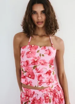 Floral halter neck top