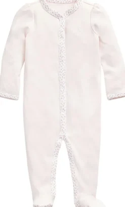Floral-Trim Cotton Coverall