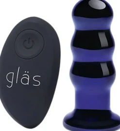 GLAS - RECHARGEABLE REMOTE CONTROLLED VIBRATING BEADED BUTTP