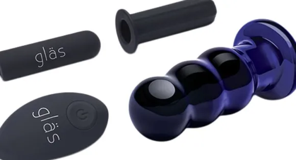 GLAS - RECHARGEABLE REMOTE CONTROLLED VIBRATING BEADED BUTTP
