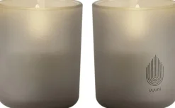 Glass Candle, Sandstone, 2-pack, 6x7 cm