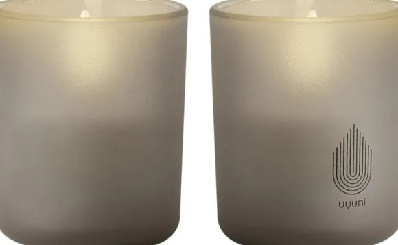 Glass Candle, Sandstone, 2-pack, 6x7 cm