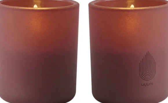Glass Candle, Wine red, 2-pack, 6x7 cm