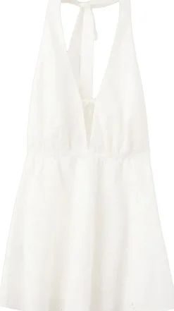 Halter dress with lace embroidery
