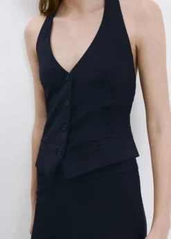 Halter-neck gilet with buttons