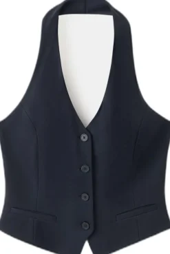 Halter-neck gilet with buttons
