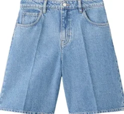 High-waist straight-fit denim short