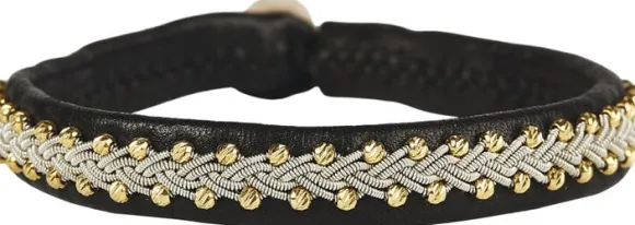 Inga Facet Gold Beads Black 17 cm
