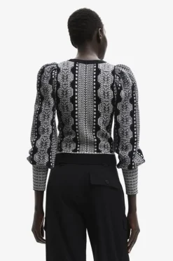 Jumper with balloon sleeves and borders