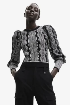 Jumper with balloon sleeves and borders