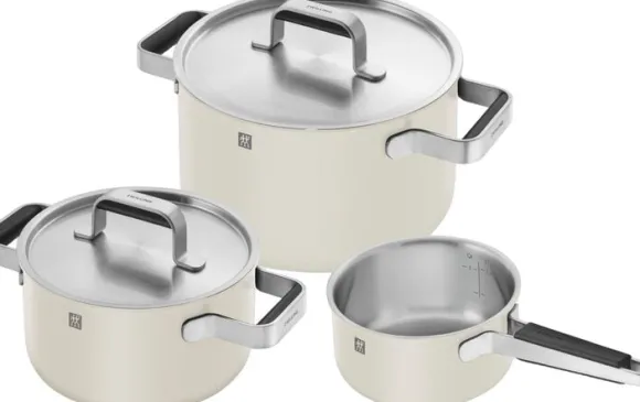 Kastrull & stekpanna set, 3-st, 18/10 Rostfritt stål