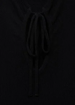 Knitted dress with bow neckline