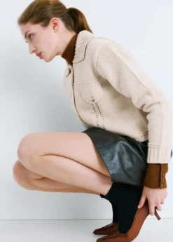 Knitted jacket with polo collar