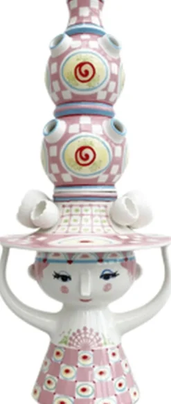 Lady with hat Vase H50 cm pink