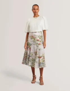 LAYDA Printed Midi Skirt With Diago