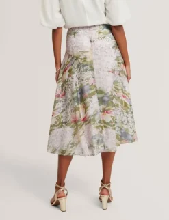 LAYDA Printed Midi Skirt With Diago