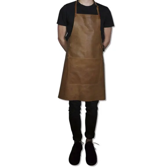 Læderforklæde BBQ Style Apron Vintage Camel