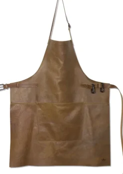 Læderforklæde BBQ Style Apron Vintage Camel