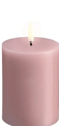LED pillar candle, Rose powder, Smooth, 7,8x10 cm