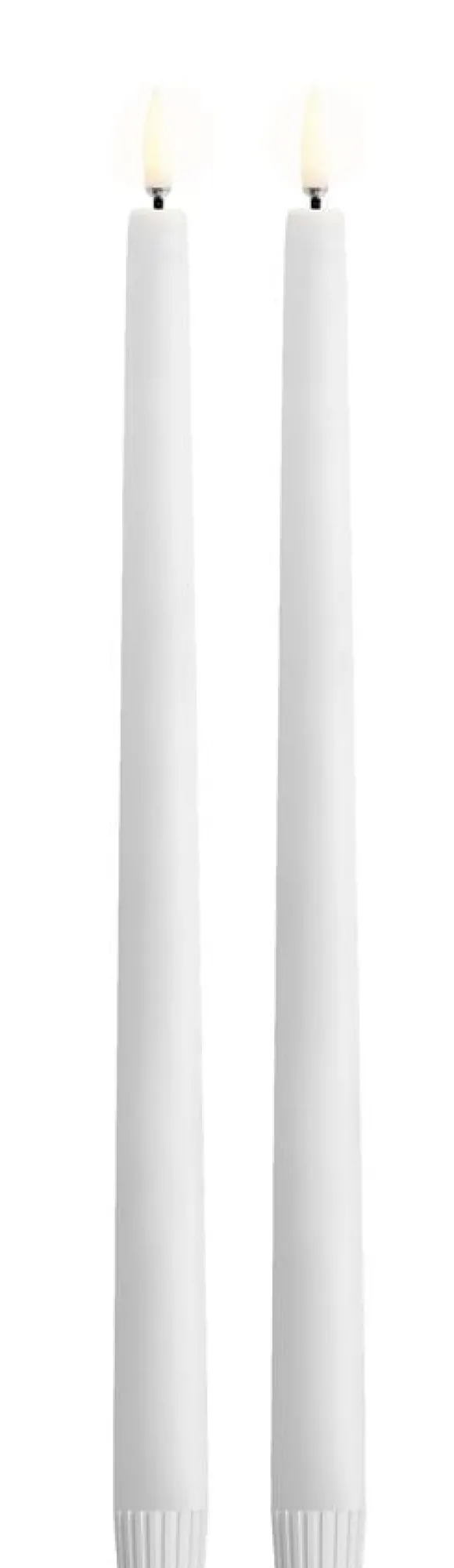 LED taper candle, Nordic white, Smooth, 2-pack, 2,3x32 cm