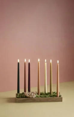 LED taper candle, Wine red, smooth, 2-pack, 2,3x25 cm
