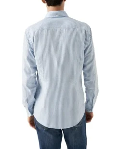 Light Blue Striped Royal Oxford Shirt - Contemporary Fit