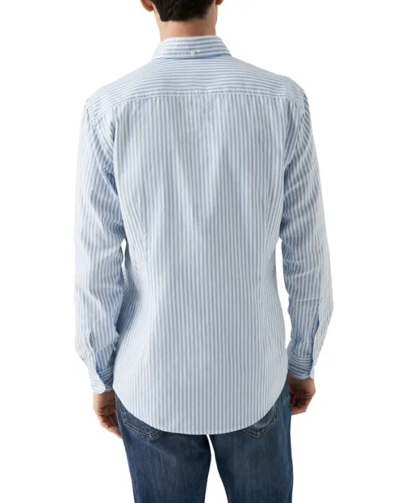 Light Blue Striped Royal Oxford Shirt - Contemporary Fit