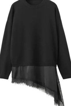 long lace-trimmed sweater