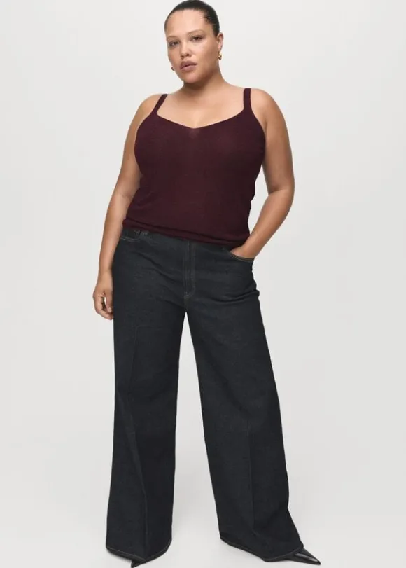 Lurex knitted V-neck top