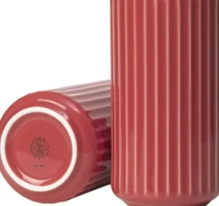 Lyngby Vase H15. 5 cm rød porcelæn