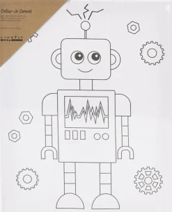 Malerlærred med print, Robot, str. 24x30 cm.