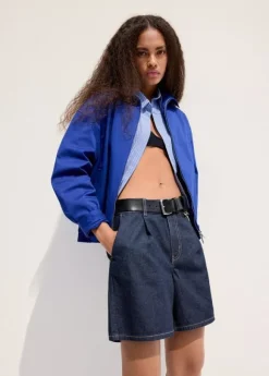 Mid-rise denim bermuda shorts with