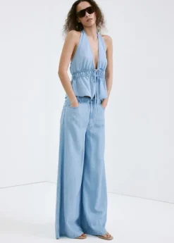 Mid-rise palazzo jeans