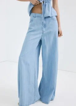 Mid-rise palazzo jeans