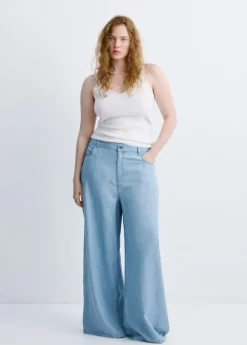 Mid-rise palazzo jeans