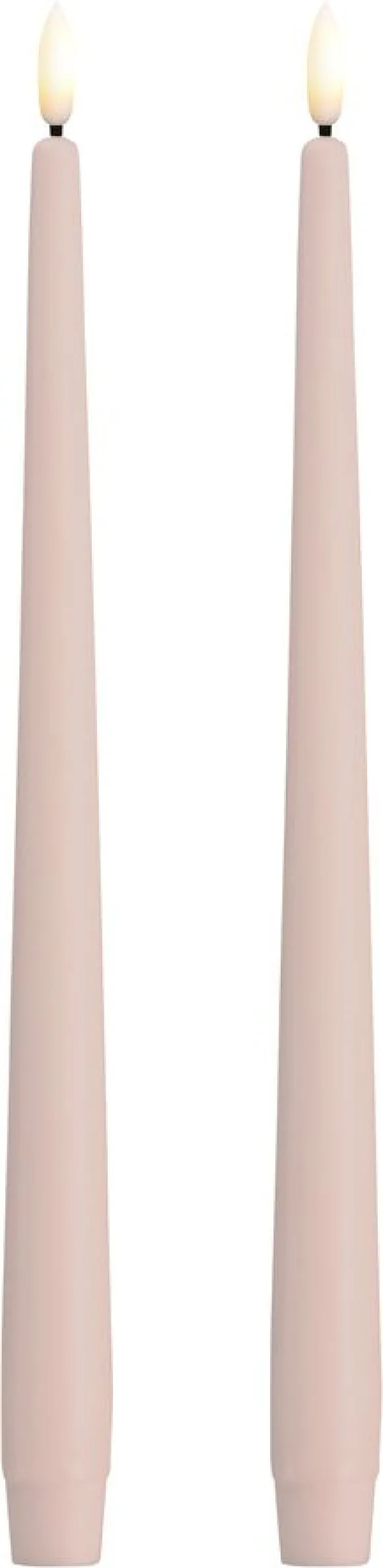 MM LED taper candle, Silk, Slim, Light rose, 2-pack, 23x300 mm