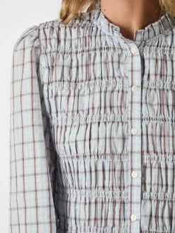 Mocca Smock Check Blouse