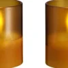 Moods & More - LED glass candle, Hurricane, Honey mustard, 2-pack, 47x