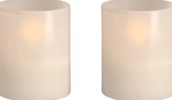 Moods & More - LED glass candle, Hurricane, Vanilla, 2-pack, 47x57 mm