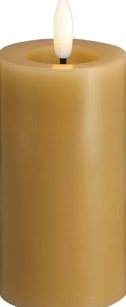 Moods & More - LED Pillar Candles, Silk, Melted, Honey mustard, 49x100