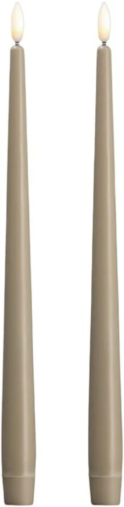 Moods & More - LED taper candle, Silk, Slim, Kit grey, 2-pack, 23x300