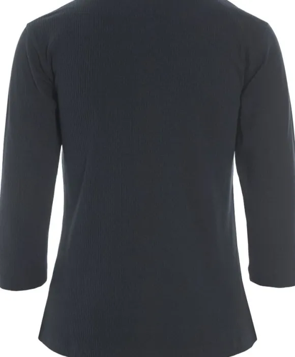 Naibu rib bluse med 3/4 ærme