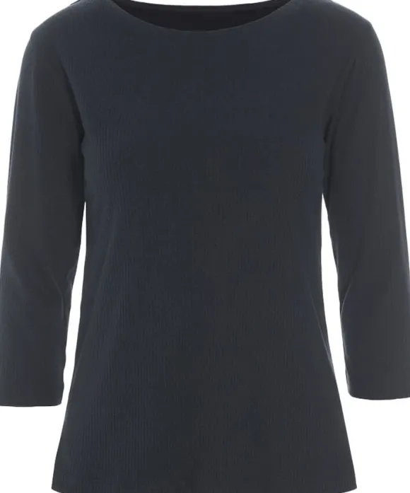 Naibu rib bluse med 3/4 ærme