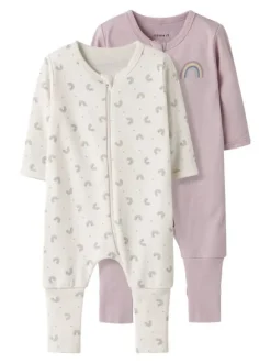NBFNIGHTSUIT 2P ZIP FF JET RAINBOW
