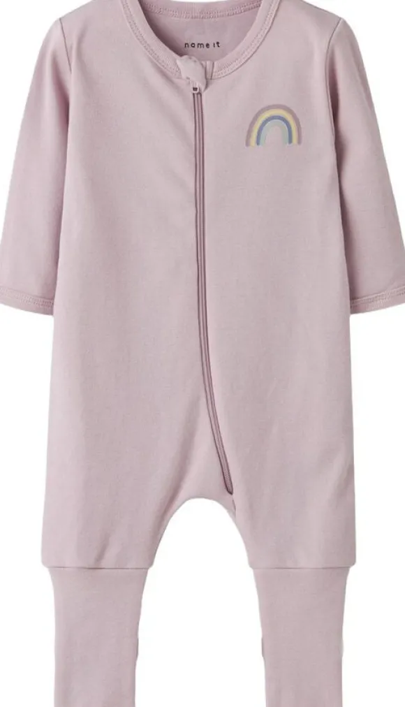 NBFNIGHTSUIT 2P ZIP FF JET RAINBOW