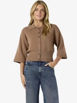 NMSHYLA 3/4 SLEEVE KNIT POLO CARDIG