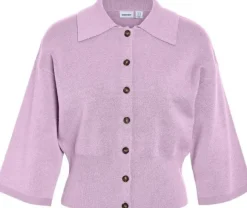 NMSHYLA 3/4 SLEEVE KNIT POLO CARDIG