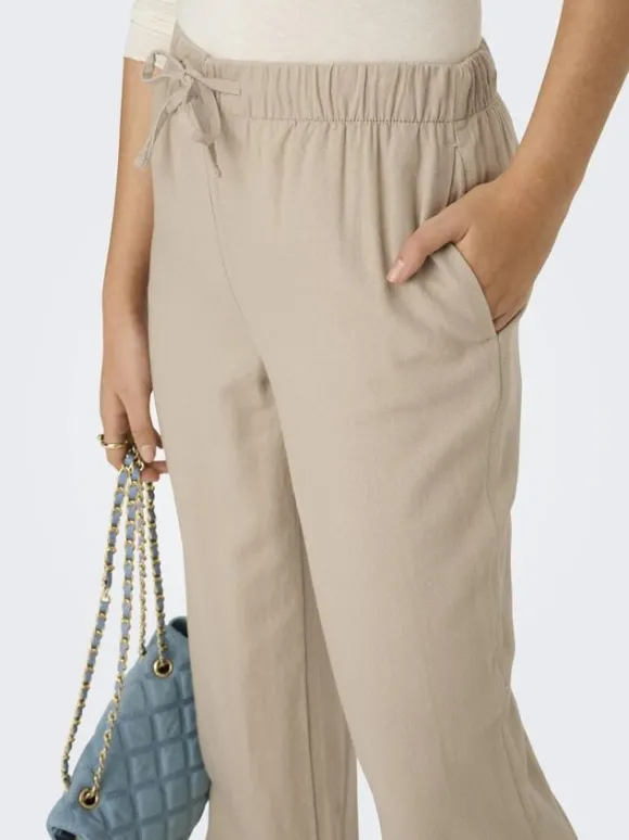 ONLGOA MW LINEN BL PULL-UP PANT CC