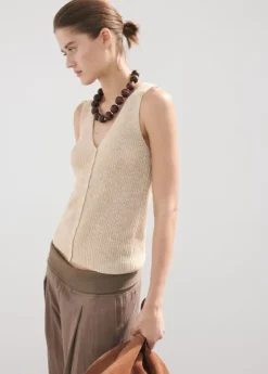 Openwork knitted waistcoat