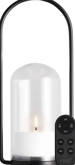 Outdoor Lantern set with glass dome, handle, candle 84005, remote